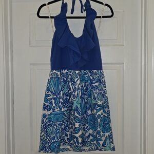 Lilly Pulitzer Blue and White Halter Dress